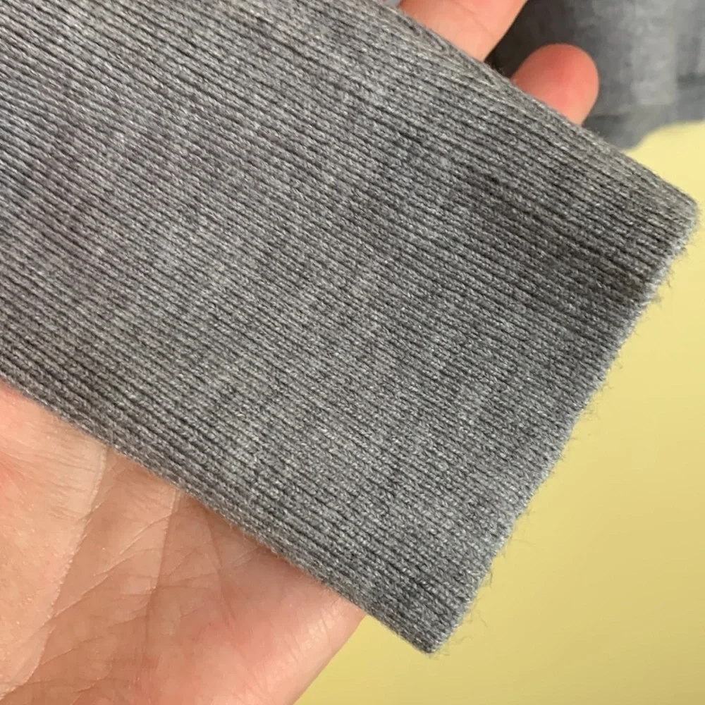 Olivaceous Gray Long Sleeve Light Ribbed Tight Knit Soft V-Neck Choker Sweater S - Picture 7 of 13